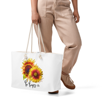 Oversized Sunflower Weekender Tote – Be Happy