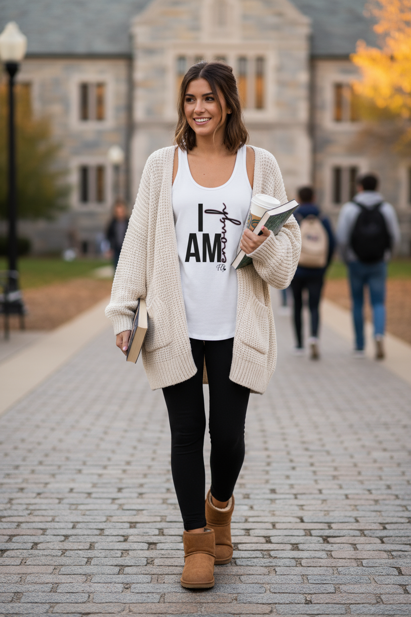 I Am Enough Women’s Racerback Tank | Empowerment Activewear by Fck’s Given Full Heart Co.