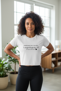 Women’s Flowy Cropped Graphic Tee – Unbreakable Isn’t the Goal, Unapologetic Is