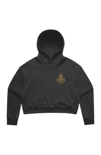 Moon Phase Cropped Hoodie — Black & Bone