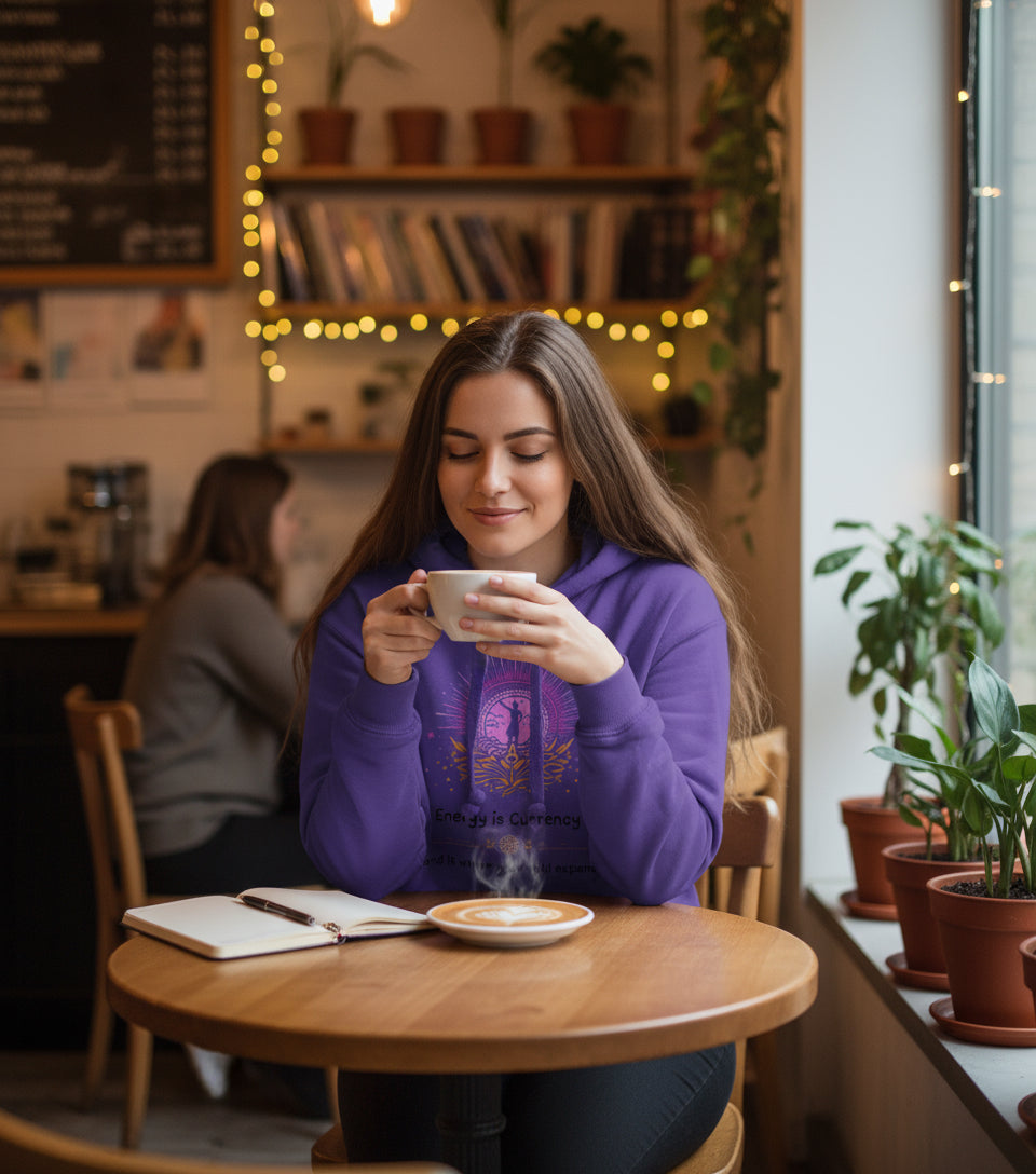Crop Fleece Hoodie for Conscious Women | Energy is Currency – Sassy, Soft & Soul-Aligned | Fck’s Given Full Heart Co.