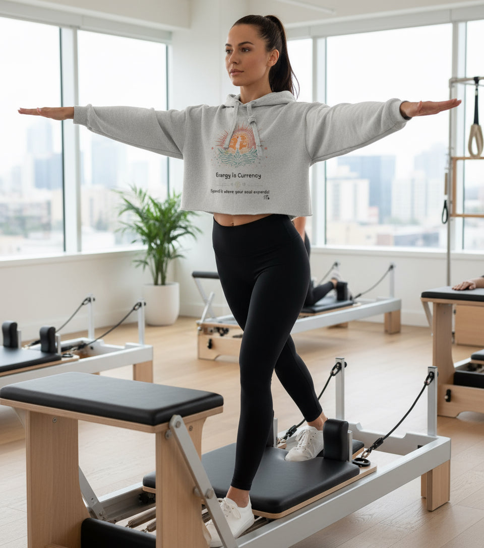 Crop Fleece Hoodie for Conscious Women | Energy is Currency – Sassy, Soft & Soul-Aligned | Fck’s Given Full Heart Co.