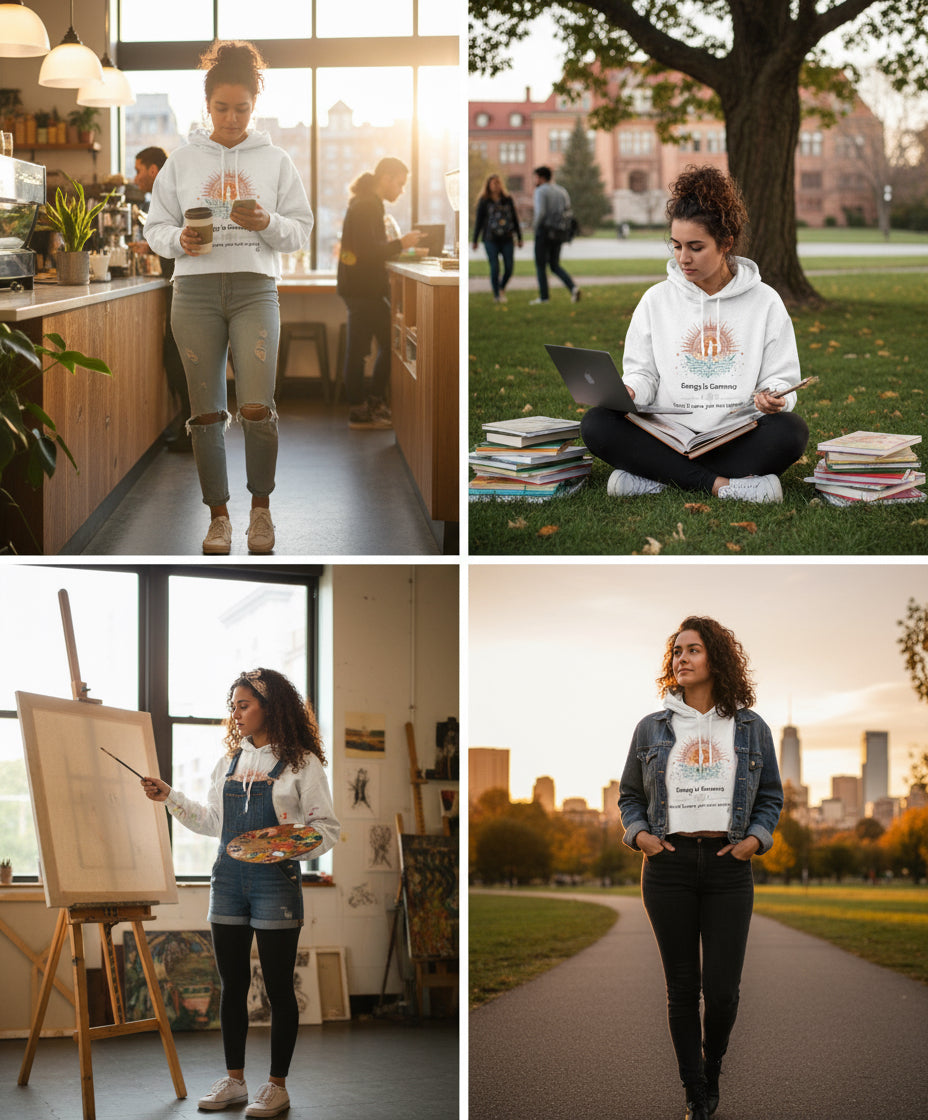 Crop Fleece Hoodie for Conscious Women | Energy is Currency – Sassy, Soft & Soul-Aligned | Fck’s Given Full Heart Co.