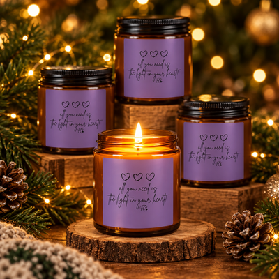 Amber Jar Soy Candle, 100% Natural Wax Blend in 4 or 9 Oz Sizes Scented & Unscented