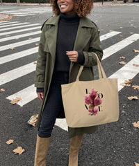 LOVE Floral Organic Cotton Tote — Medium