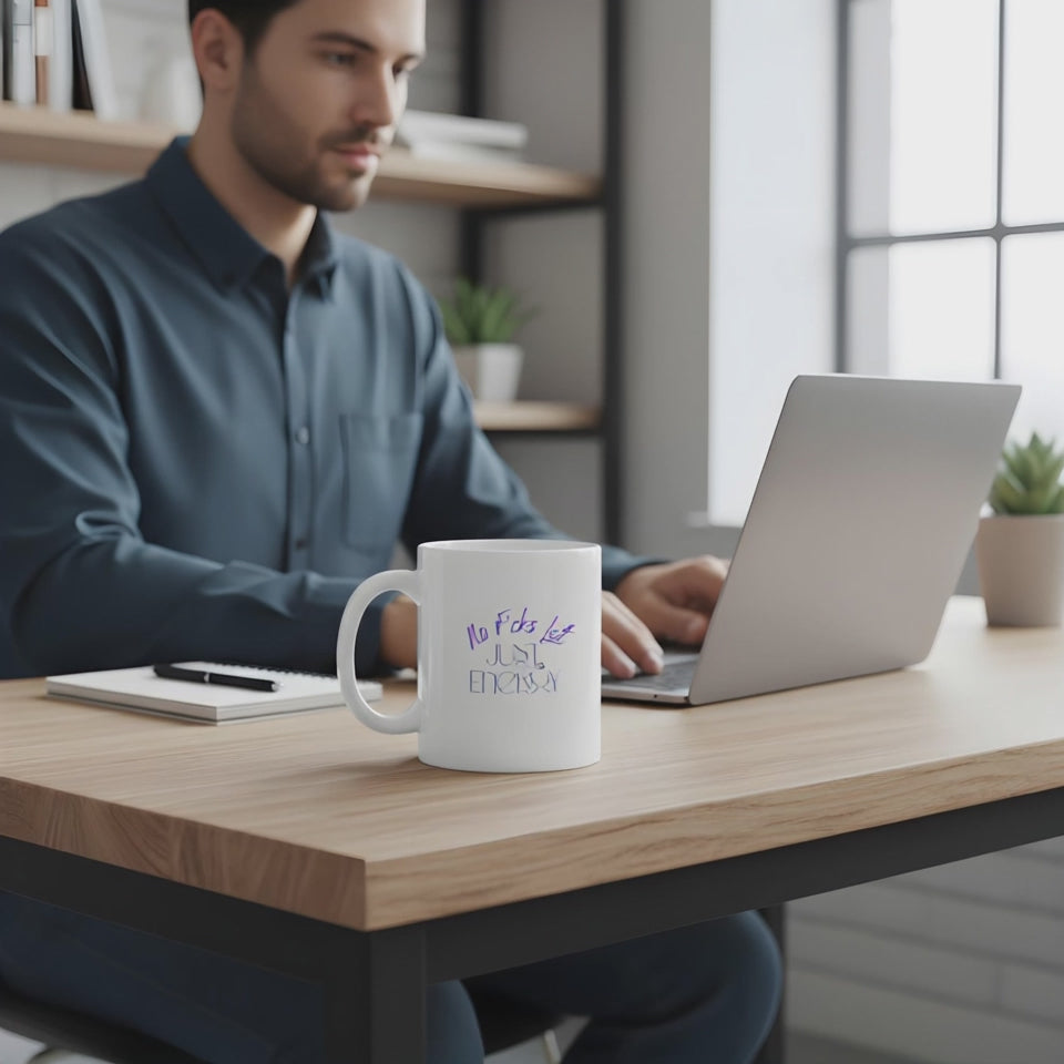 No F*cks Left Just Energy Mug – Funny Spiritual Coffee Cup for Lightworkers, Sassy Mindfulness Gift, White Glossy Mug