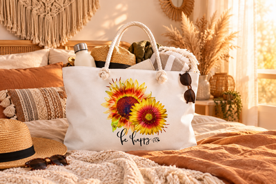 Be Happy Sunflower Weekender Tote
